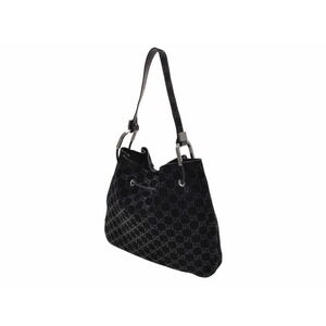 Gucci shoulder GG black bag bucket suede drawstring